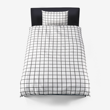 Load image into Gallery viewer, White Minimal Grid Duvet Cover
